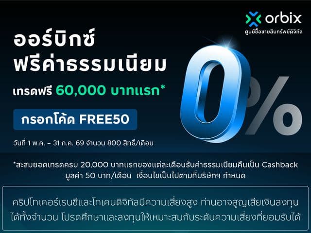 Trade for Free with No Fees! Up to 60,000 Baht*! 